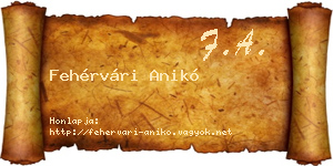 Fehérvári Anikó névjegykártya